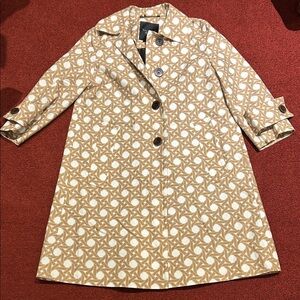Talbots Tan and Cream Patterned Trench Coat